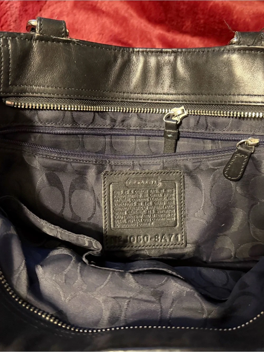 Coach Black Leather Shoulder Tote with Silver Tone Hardware